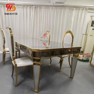 SMOOTH Luxury Wedding Banquet Stainless Steel Long <b>Table</b> Shiny Gold <b>Mirror</b> Wedding Event <b>Table</b> - Product Image 1