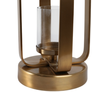 Portacandele in Metallo e Vetro Stile Hurricane, Elegante Decorazione per la Casa, Accento d'Arredo per Candele a Colonna da Tavolo - Product Image 5