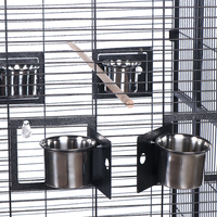 Vente en gros OEM ODM Cages à oiseaux et perroquets en fil métallique noir de grande taille avec roues et mangeoire