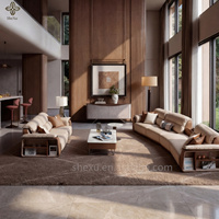 Ensemble de canapés de luxe en cuir italien, modèle de canapé en velours boutonné, ensemble complet, combinaison pour villa, mobilier de salon moderne