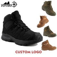 Bottes de randonnée légères imperméables antidérapantes en cuir marron/khaki pour hommes, fermeture éclair, pour l'extérieur, l'escalade, le désert, vente en gros d'usine TMH