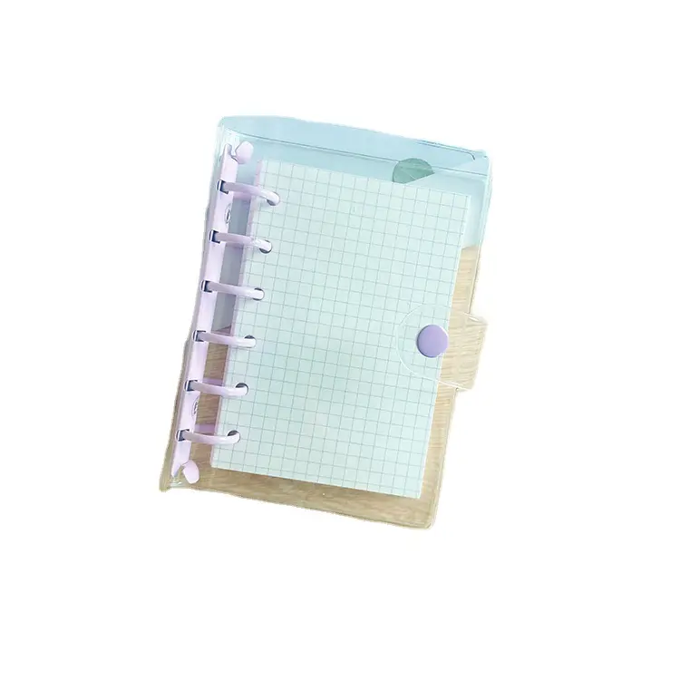 Ins Macaron Transparant 6-Holes A7 Losbladige Notebook Pvc Zacht Lederen Candy Color Clip Eenvoudige Notebook Shell