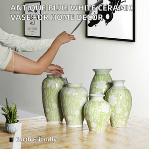 Jarrón de Porcelana Azul y Blanca Antiguo, Jarrón de Cerámica Contemporáneo para Decoración de Paredes Interiores del Hogar, Sala de Estar - Product Image 2