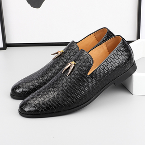 Chaussures habillées classiques de luxe pour hommes en cuir PU tressé, style Oxford, mocassins, chaussures italiennes noires formelles pour mariage - Product Image 6