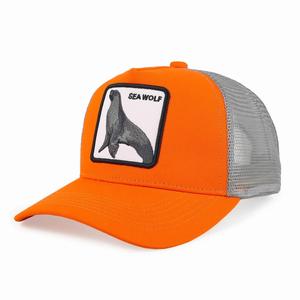 Gorras de béisbol de malla de 5 paneles con cierre a presión, gorra trucker personalizada con parche bordado de animales, gorra trucker personalizada - Product Image 3