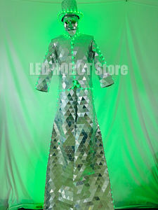 Nuevos zancos Walker para hombres LED espejo disfraz conjuntos para DJ Cosplay sombrero y máscara escenario baile fiesta carnaval Halloween Navidad fiesta - Product Image 4