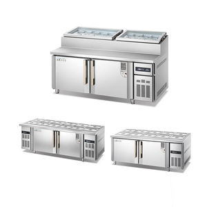 Table de travail réfrigérée professionnelle en acier inoxydable pour restaurant, préparation de sandwichs et pizzas - Product Image 5