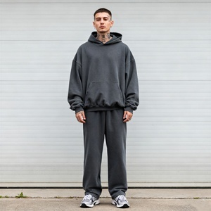 TKAN259D hommes mode Streetwear style 100% coton tissu de haute qualité personnalisé sérigraphie ensemble à capuche - Product Image 1