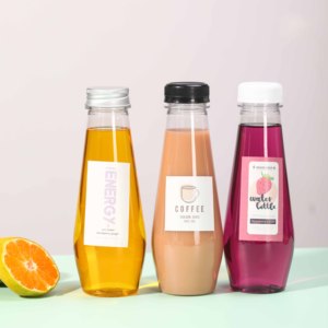 350ml 12oz Cono reutilizable vacío Botellas de jugo de plástico transparente con tapas Contenedores de bebidas a granel para beber <span class=keywords><strong>t</strong></span>é de batido - Product Image 6