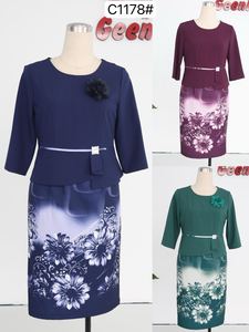 Vestidos Elegantes Florales de Poliéster Tejido Suave y Cómodo al por Mayor, Vestidos de Talla Grande para Mujer, Vestido Informal de Una Sola Pieza - Product Image 5