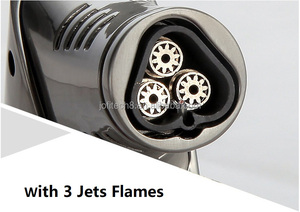 3 Briquets torche à gaz butane rechargeables coupe-vent à 3 jets pour la vente en gros, pour cigares, cuisine, camping, barbecue en extérieur - Product Image 6