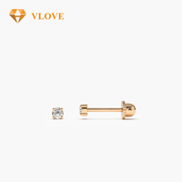 Pendientes de Diamantes con Engaste de Puntas Hechos a Mano, Joyería Personalizada VLOVE, Pendientes de Oro de 14K