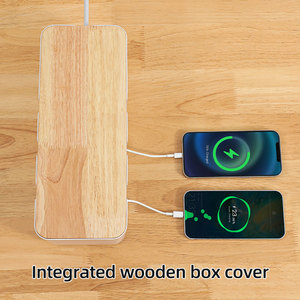 Hộ gia đình tre Cáp lưu trữ hộp ổ cắm quản lý hộp với bìa USB Hub gỗ nắp Dây cáp lưu trữ hộp - Product Image 4