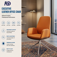 Chaise de bureau exécutive moderne en cuir, ergonomique, dossier mi-haut, pivotante, base chromée, chaise de bureau informatique réglable, siège de travail pour la maison