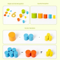 Jeu de blocs en bois Montessori, blocs d'équilibre cylindriques, blocs de construction, jeu de cartes flash, jouets éducatifs pour empiler, jouets pour tout-petits