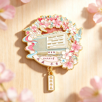 Aimant de réfrigérateur en métal, souvenir de voyage, souvenir de campus, cadeau, avec motif floral en relief émaillé Sakura, style Quicksand Window, en lot