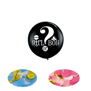 36 Inch Black Giant Gender Reveal Balloons Stickers Heart Paper Confetti for Boy or Girl Baby Shower Party Event Favor Supplies