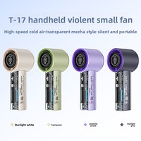Nouveau ventilateur portable transfrontalier T17 haute vitesse, transparent, style Mecha, USB, mini, 100 vitesses turbo, 5 modes, pour usage extérieur