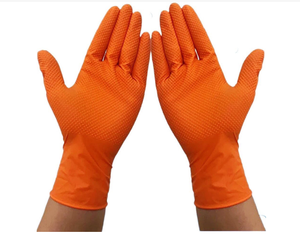 Guantes de Nitrilo Malaysia Diamond Grip 7 MIL 8 MIL Naranja/Negro Tallas S/M/L/XL Mayorista 9 Pulgadas 24 CM - Product Image 2