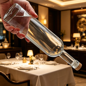 Wholesale Ultra-Slim Tall Clear Glass Liquor Bottle 200ml 375ml 750ml with Natural Cork Wood Lid for Vodka Tequila Wine <strong>Spirit</strong> - Product Image 3