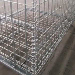 Heavy Duty Industrial Metal Stackable Wire Mesh Pallet Cage Foldable Steel Mesh Box Pallet For Warehouse