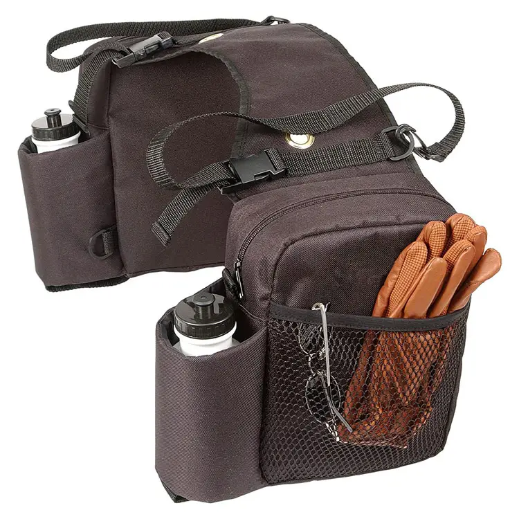 Horse riding gear carrier saddle bag waterproof western horse saddle bag with bottle holder