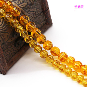 Untaian Manik-manik Guru Tibet Berlapis Emas 18K dengan Tanda Mantra dalam Warna Kuning Hijau Merah Hitam untuk DIY, Panjang 15 Inci - Product Image 2