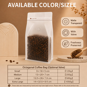 Bolsa de Embalaje para Granos de Café con Logotipo Personalizado, Mate, Resistente a la Humedad, con Cierre de Cremallera y Válvula Superior para Alimentos - Product Image 5