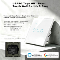 Interruptor Táctil Inteligente WiFi Sin Cable Neutro, Marco de Hierro, Control Remoto por Aplicación Tuya, Temporizador, Compatible con Alexa, Google Home, Yandex Alice
