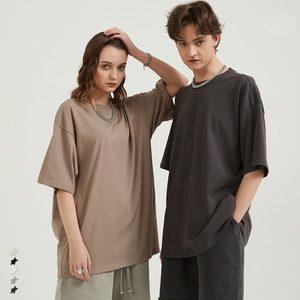 T-shirt décontracté surdimensionné en coton 240 GSM à col rond et manches courtes, respirant et écologique, avec logo imprimé, couleur unie, pour homme - Product Image 6