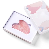 2026 Vente en gros d'usine Outils de massage facial Gua Sha en pierre de jade rose transparente Planche Gua Sha