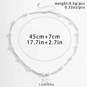 SHIXIN Simples CCB Beads Imitação Colar de Pérolas para Homens Star <span class=keywords><strong>Ring</strong></span> Charme Gargantilha Jóias No Pescoço Boy Party Cool Acessórios - Product Image 5