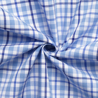 Tissu tissé de haute qualité en coton 100% teint en fil, à carreaux gingham bleu clair, pour chemises, blouses et robes pour hommes, filles et garçons, vente en gros sur mesure