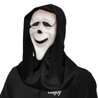 Masque de tête en latex effrayant pour Halloween, grimace de visage froncé, pour fête costumée, farce effrayante, personnalisable