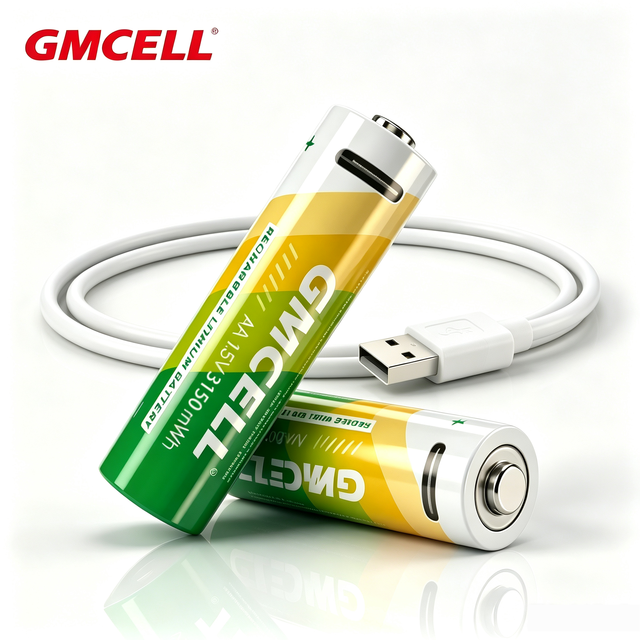 GMCELL New Design Rechargeable Built-in USB C 1.5V Constant Voltage AA Lithium Ion Battery 2500mWh 1000 Cycles