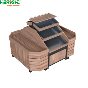 Multi-grid Wooden Edge Grocery <b>Vegetable</b> Shelf for Retail Fresh Market - Product Image 6