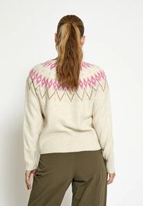 <span class=keywords><strong>Femme</strong></span> <span class=keywords><strong>Pastel</strong></span> Fair Isle Casual <span class=keywords><strong>Pull</strong></span> Jumper Laine Alpaga Mélange Mock Neck pour la saison du printemps avec Logo avant - Product Image 2