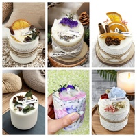 Lilin Aroma Mawar yang Dapat Disesuaikan, Lilin Aroma Silinder dengan Bunga Kering untuk Dekorasi Rumah, Natal, dan Pernikahan