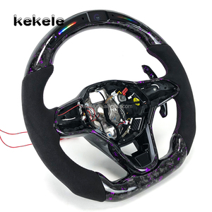 Nouveau volant en fibre de carbone forgé violet LED pour Volkswagen VW <span class=keywords><strong>GOLF</strong></span> <span class=keywords><strong>8</strong></span> MK8 GTI R volant de <span class=keywords><strong>style</strong></span> sport - Product Image 4