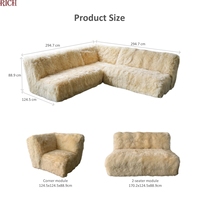 Canapé Sectionnel Modulable en Fausse Fourrure Moelleuse Moderne et de Luxe en Forme de L pour Salon de Maison, Hôtel, Bureau et Réception