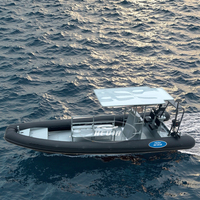Bateau de plongée sous-marine 7,6 m 24 pieds Coque rigide en aluminium Bateau pneumatique Hypalon Rib 760 avec support