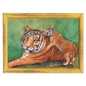 Yuhui Popular Diamond Painting Animal Tiger Mother And Baby Photo to Custom Cross Stitch Mosaic Home Decoration