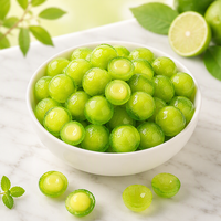 Bonbons gélifiés verts fourrés au jus de fruits VC, saveur citron et lime, doux, à peler, en vrac 500g, collation pour enfants.