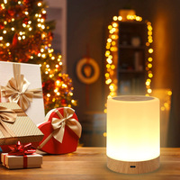Veilleuse LED tactile intelligente, grain de bois coloré, rechargeable, minuterie, lampe de chevet, lampe de table pour extérieur, intérieur, camping