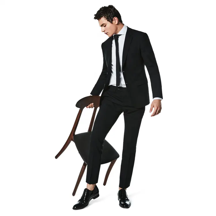 Custom Logo High Quality Business Clothes Black Regular Fit Suits for Men