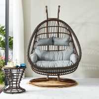 Chine Chaise suspendue de patio en métal d'intérieur et d'extérieur Double chaise de balançoire en rotin d'osier Meubles de balcon