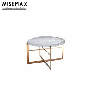 Wisemax đồ nội thất hiện đại Đá Cẩm Thạch Bàn cà phê phòng khách đồ nội thất Acrylic Bàn cà phê Thiết kế vòng kết hợp bàn cà phê