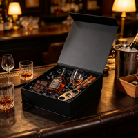 Caja de Regalo para Whisky Negra con Vaso de Degustación Premium, Cortador de Cigarros, Dos Cigarros, Barra de Chocolate, Empaque al por Mayor, Set de Regalo