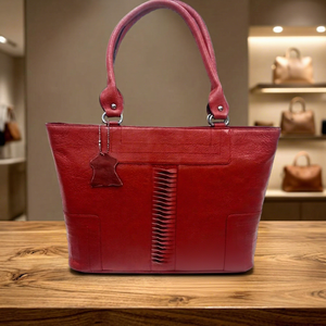 Hot Supplies Woman's Genuine Cow/Ox Leather Casual Handbag <b>Red</b> Brown Logo Graining High Quality Durable Lightweight Large - Product Image 1