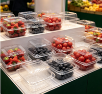 Barquette en plastique pour fruits frais (fraises, myrtilles, cerises, tomates, raisins) – Présentoir de supermarché pour la vente au détail